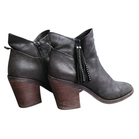 Boots Lucky Brand Black Leather Country Western Bohemian Biker Ankle Booties - Picture 13 of 13